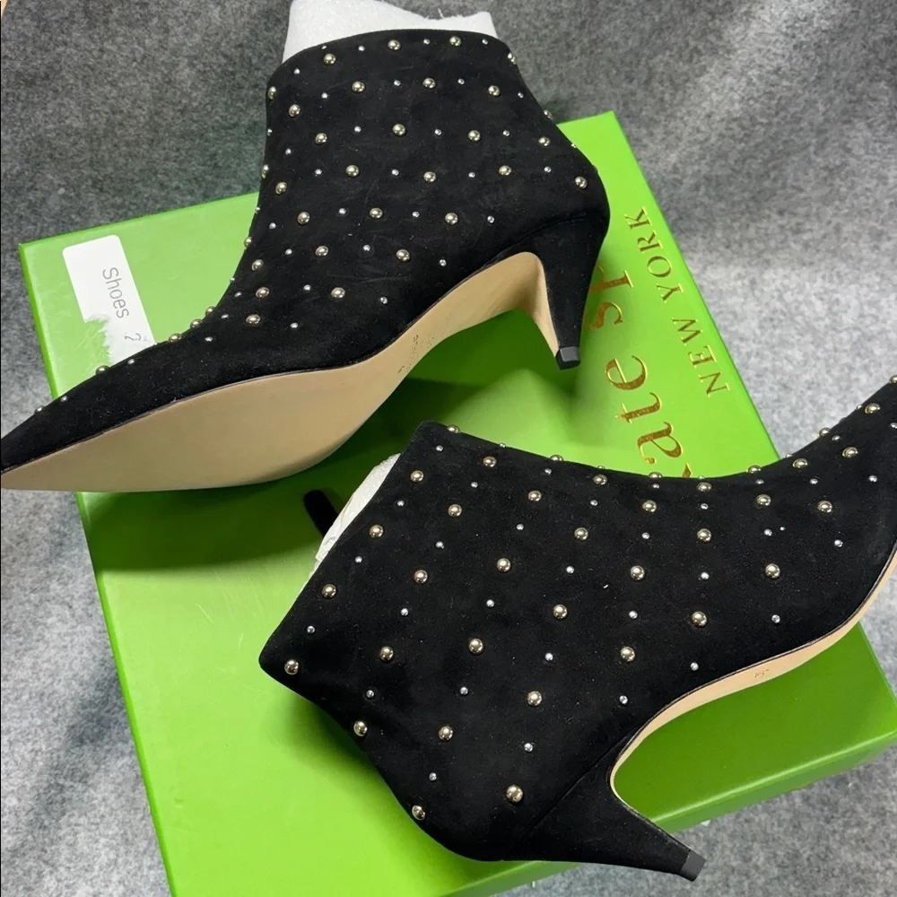 Kate Spade Kate Genuine Suede Leather STARR Studded heel Ankle Booties  8 1/2